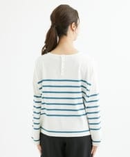 F1FAV52130 MK MICHEL KLEIN(小さいサイズ)(メゾン ドゥ サンク) 【小さいサイズ】カラーボーダー柄ニット/洗える グリーン