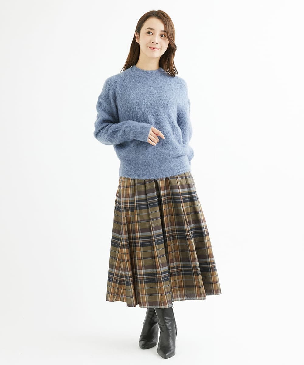 F1FAV53170 MK MICHEL KLEIN(小さいサイズ)(メゾン ドゥ サンク) 【小さいサイズ】ふわふわカラーニット/洗える グリーン