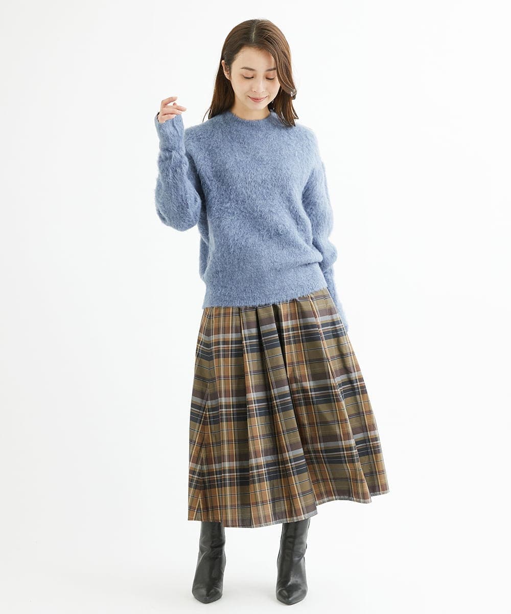 F1FAV53170 MK MICHEL KLEIN(小さいサイズ)(メゾン ドゥ サンク) 【小さいサイズ】ふわふわカラーニット/洗える グリーン