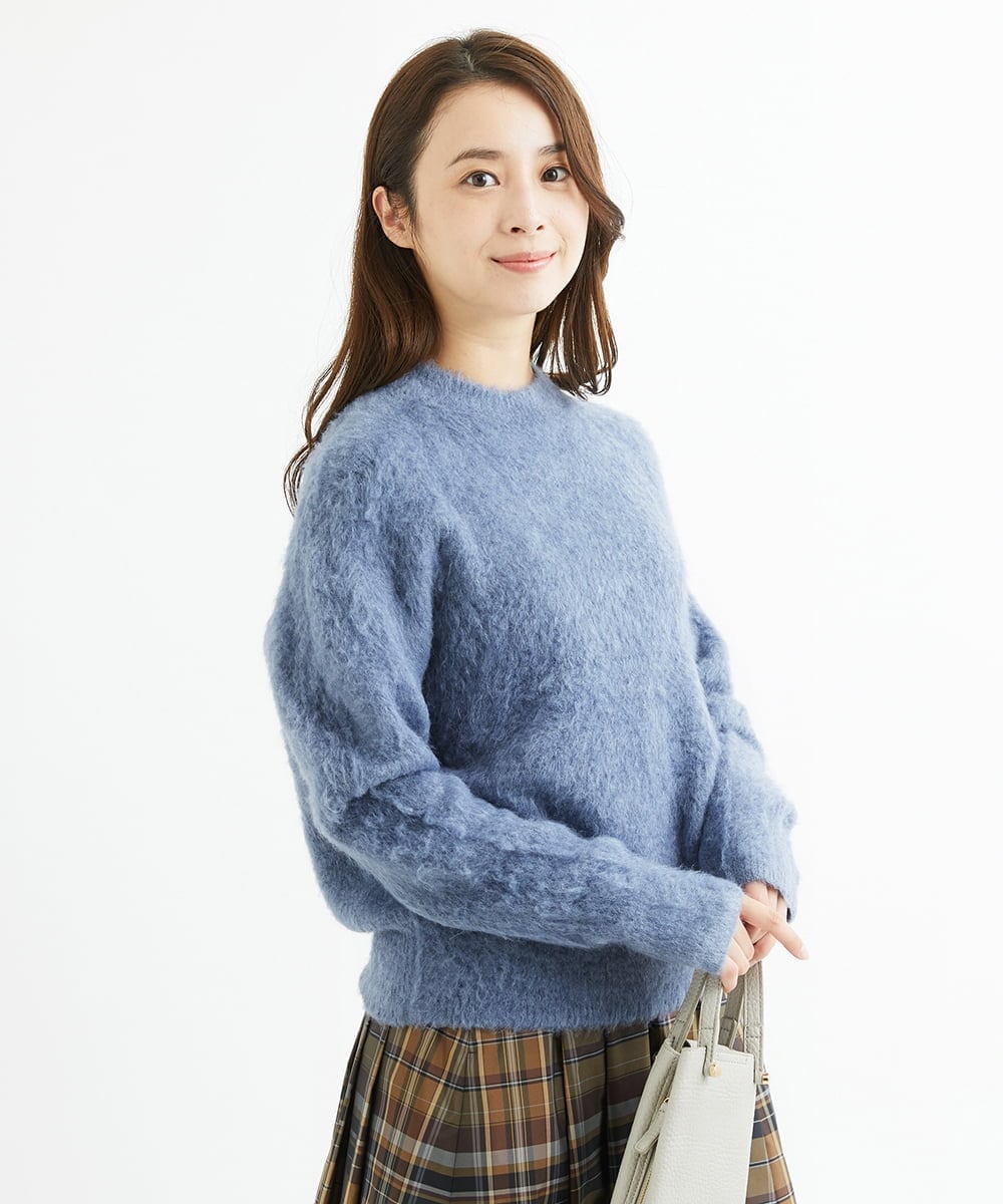 F1FAV53170 MK MICHEL KLEIN(小さいサイズ)(メゾン ドゥ サンク) 【小さいサイズ】ふわふわカラーニット/洗える グリーン