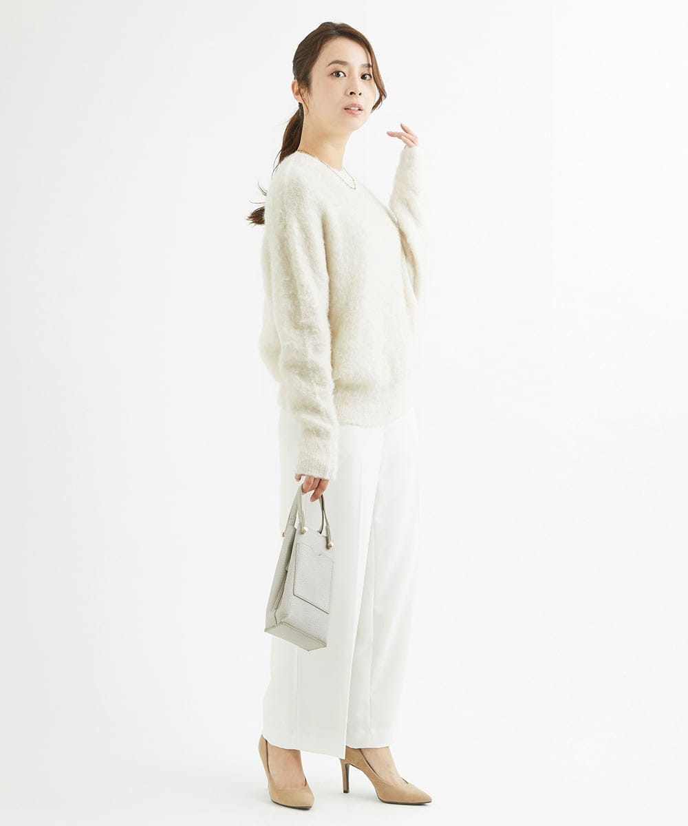 F1FAV53170 MK MICHEL KLEIN(小さいサイズ)(メゾン ドゥ サンク) 【小さいサイズ】ふわふわカラーニット/洗える グリーン
