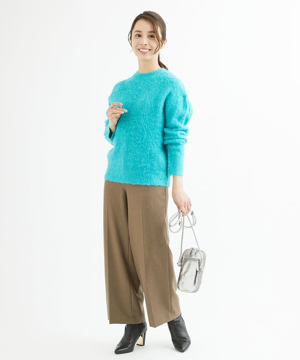 F1FAV53170 MK MICHEL KLEIN(小さいサイズ)(メゾン ドゥ サンク) 【小さいサイズ】ふわふわカラーニット/洗える グリーン