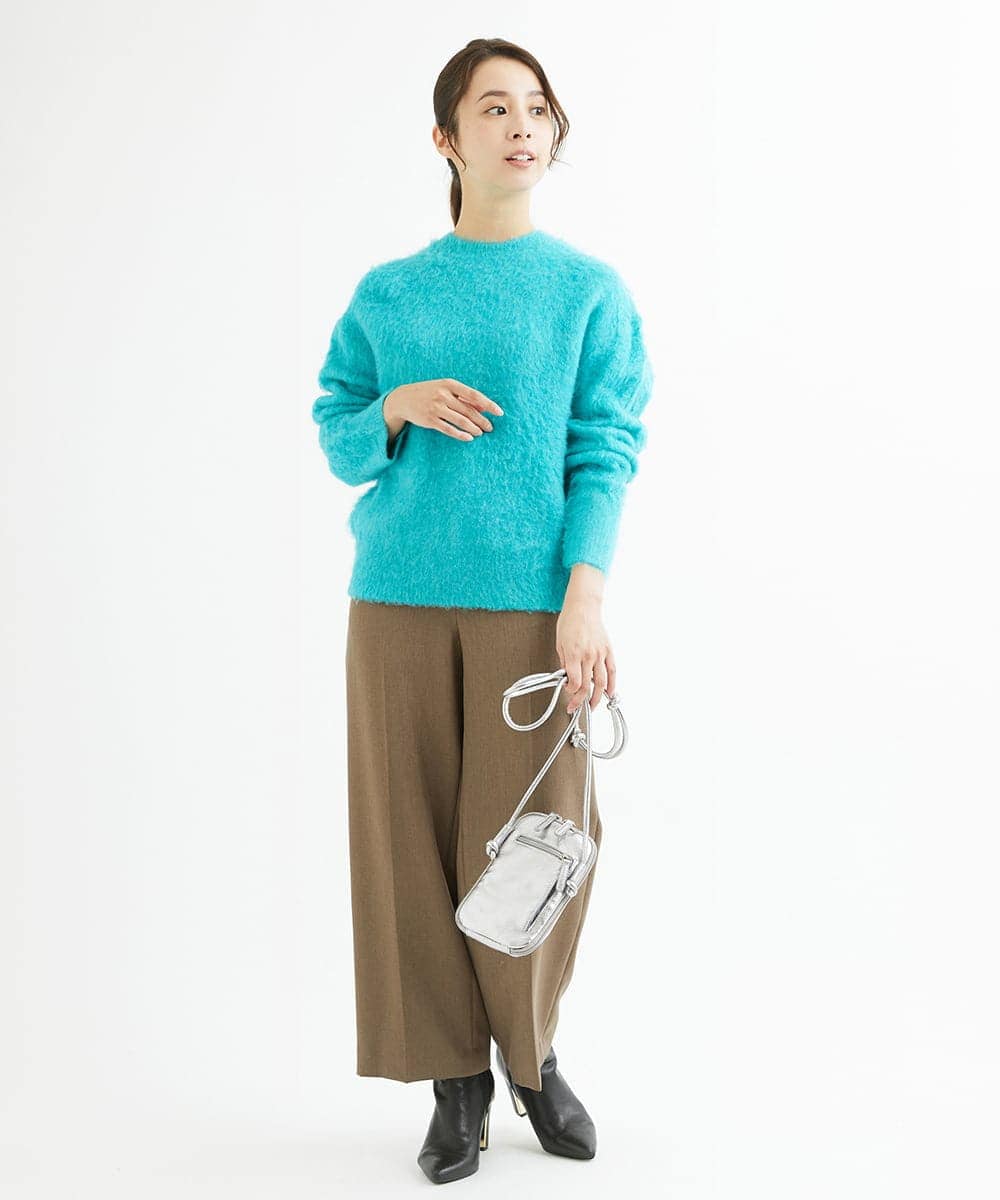 F1FAV53170 MK MICHEL KLEIN(小さいサイズ)(メゾン ドゥ サンク) 【小さいサイズ】ふわふわカラーニット/洗える グリーン