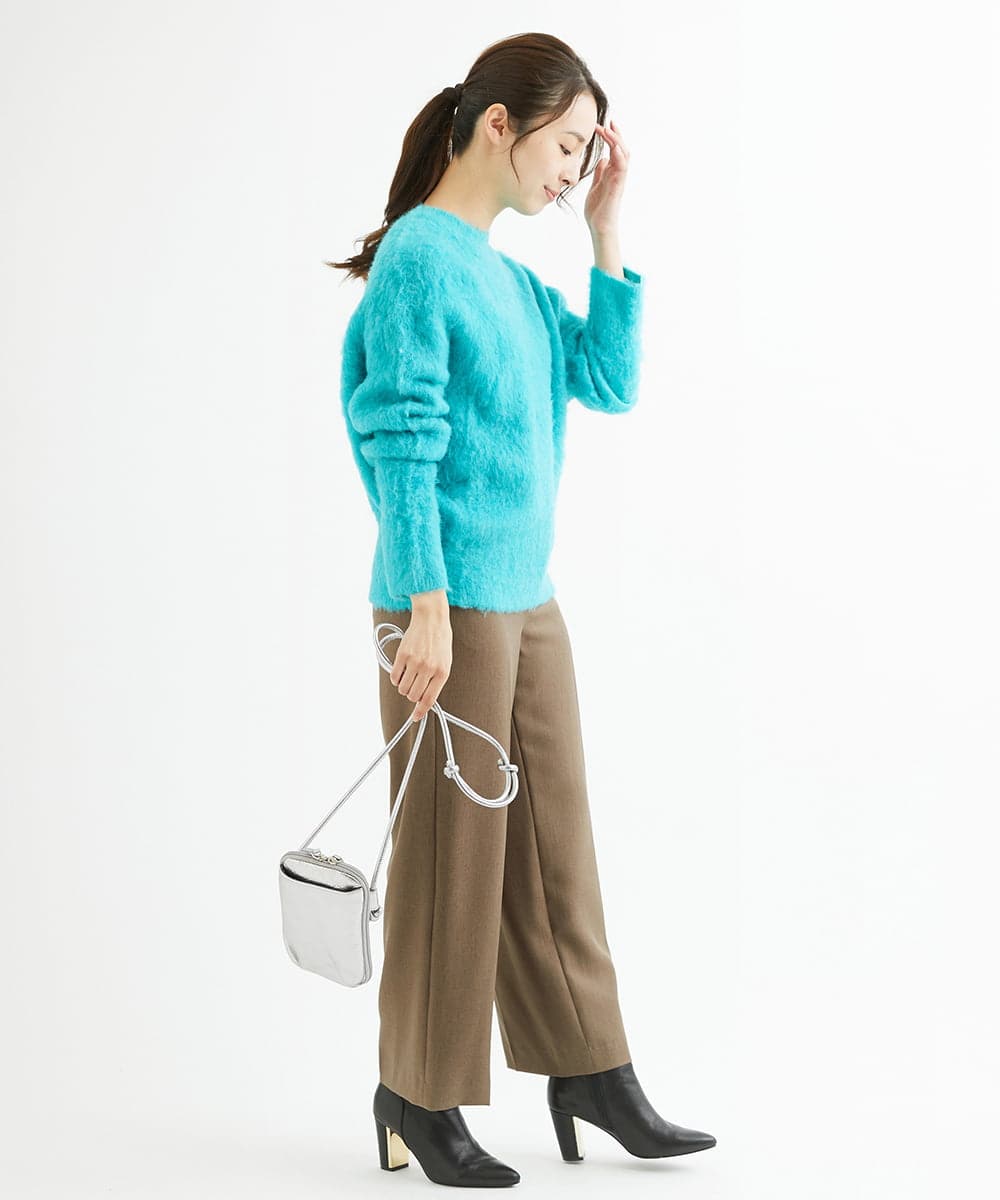 F1FAV53170 MK MICHEL KLEIN(小さいサイズ)(メゾン ドゥ サンク) 【小さいサイズ】ふわふわカラーニット/洗える グリーン