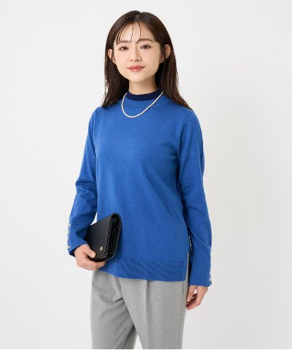 F1FBD50120 MK MICHEL KLEIN(小さいサイズ) 【小さいサイズ】配色レイヤードデザインニット/洗える