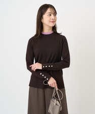 F1FBD50120 MK MICHEL KLEIN(小さいサイズ)(メゾン ドゥ サンク) 【小さいサイズ】配色レイヤードデザインニット/洗える ブラウン