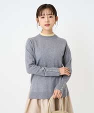 F1FBD50120 MK MICHEL KLEIN(小さいサイズ)(メゾン ドゥ サンク) 【小さいサイズ】配色レイヤードデザインニット/洗える グレー