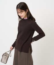 F1FBD50120 MK MICHEL KLEIN(小さいサイズ)(メゾン ドゥ サンク) 【小さいサイズ】配色レイヤードデザインニット/洗える グレー