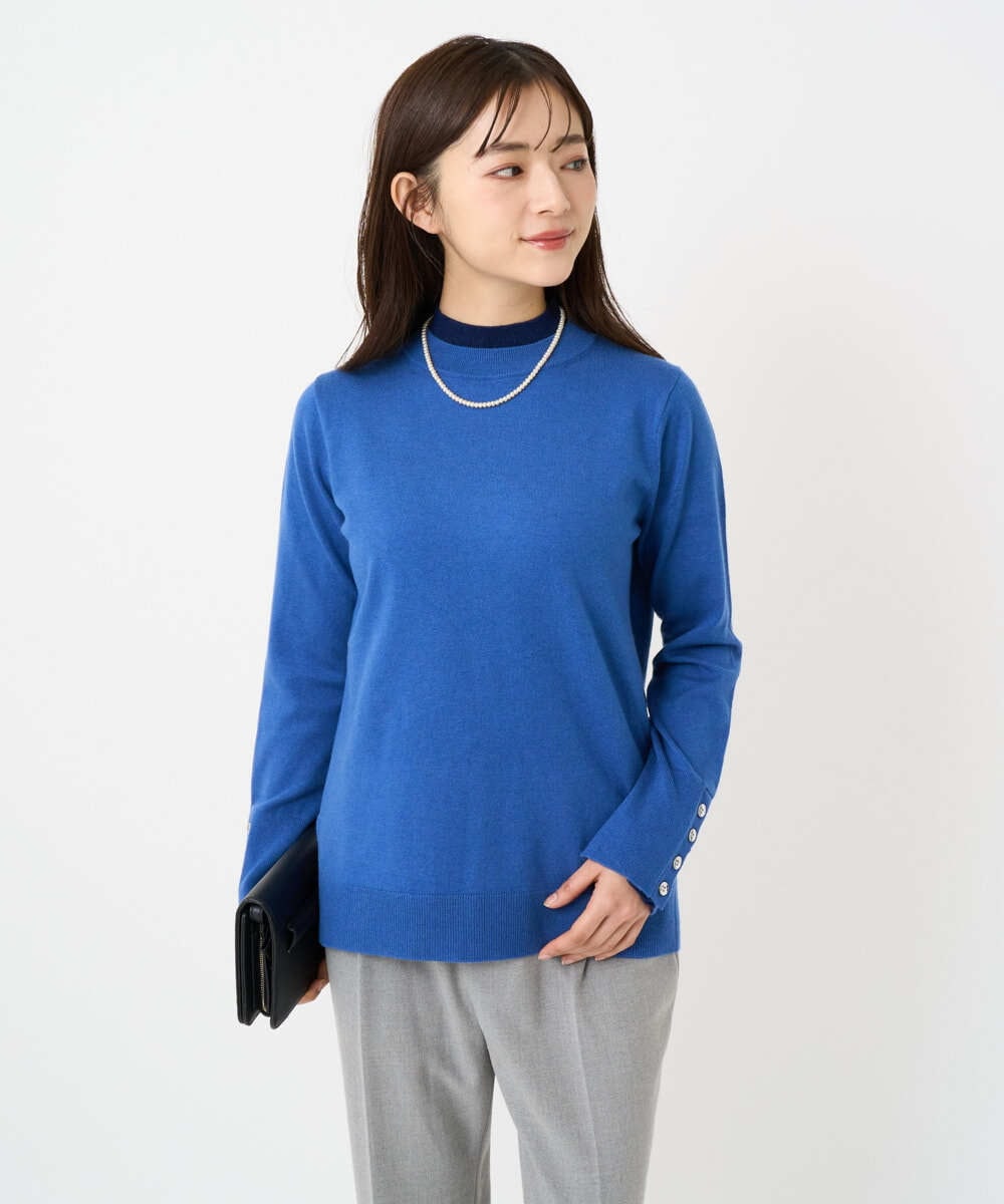 F1FBD50120 MK MICHEL KLEIN(小さいサイズ)(メゾン ドゥ サンク) 【小さいサイズ】配色レイヤードデザインニット/洗える グレー