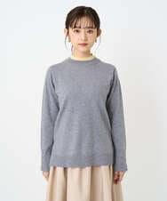 F1FBD50120 MK MICHEL KLEIN(小さいサイズ)(メゾン ドゥ サンク) 【小さいサイズ】配色レイヤードデザインニット/洗える グレー