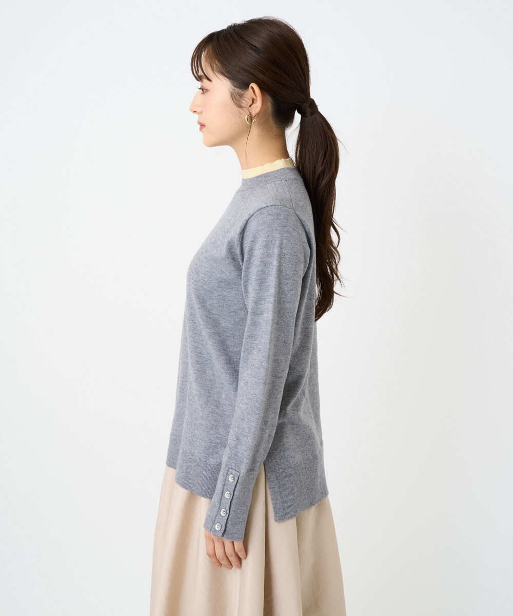 F1FBD50120 MK MICHEL KLEIN(小さいサイズ)(メゾン ドゥ サンク) 【小さいサイズ】配色レイヤードデザインニット/洗える グレー