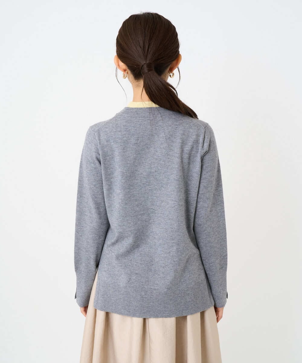 F1FBD50120 MK MICHEL KLEIN(小さいサイズ)(メゾン ドゥ サンク) 【小さいサイズ】配色レイヤードデザインニット/洗える グレー