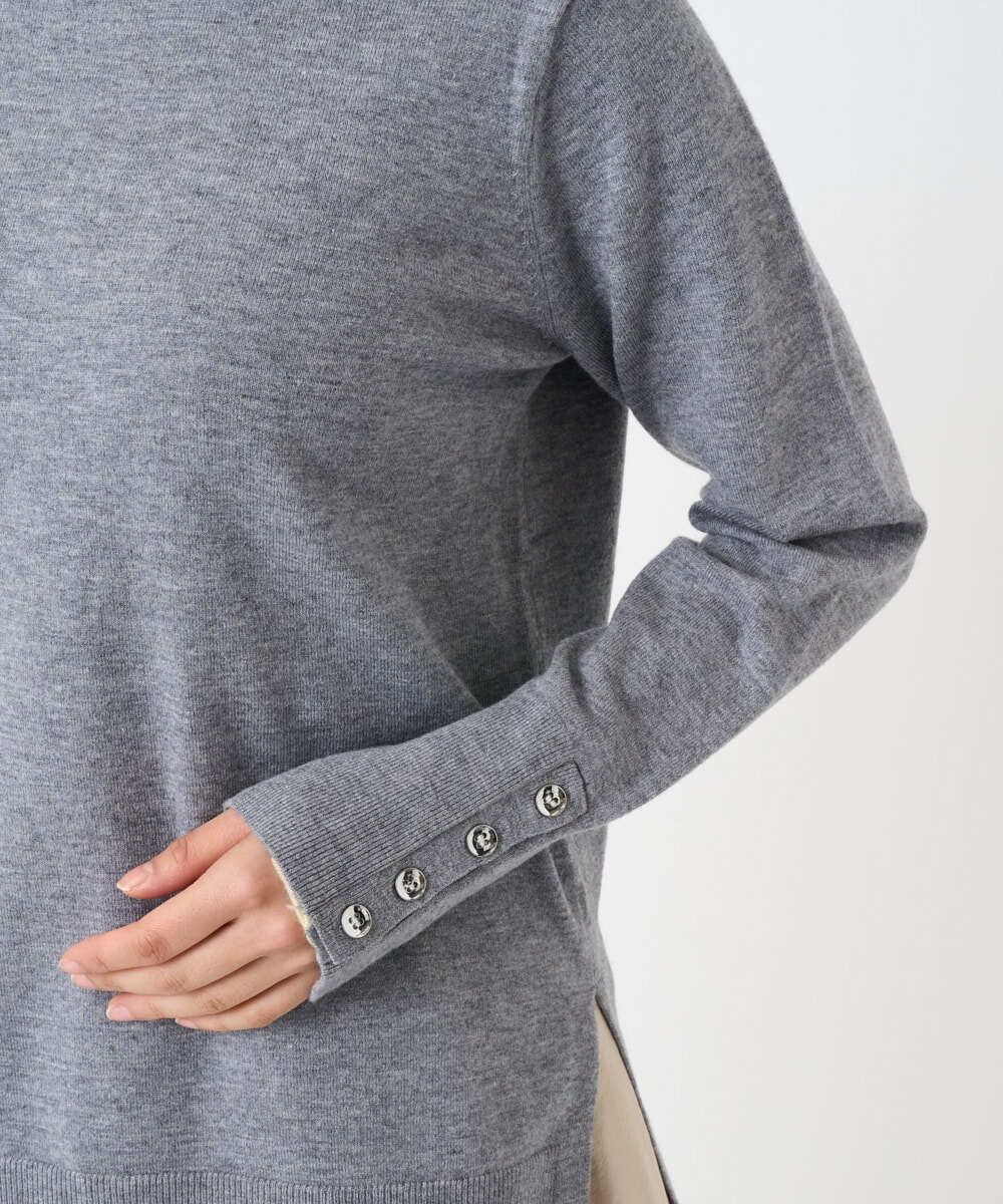 F1FBD50120 MK MICHEL KLEIN(小さいサイズ)(メゾン ドゥ サンク) 【小さいサイズ】配色レイヤードデザインニット/洗える グレー