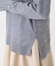 F1FBD50120 MK MICHEL KLEIN(小さいサイズ)(メゾン ドゥ サンク) 【小さいサイズ】配色レイヤードデザインニット/洗える グレー