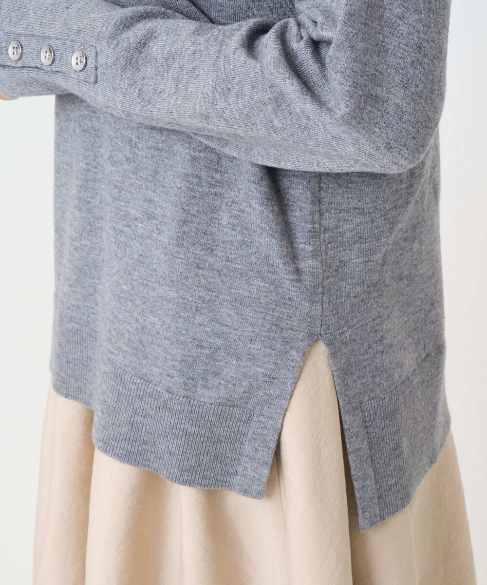 F1FBD50120 MK MICHEL KLEIN(小さいサイズ)(メゾン ドゥ サンク) 【小さいサイズ】配色レイヤードデザインニット/洗える グレー