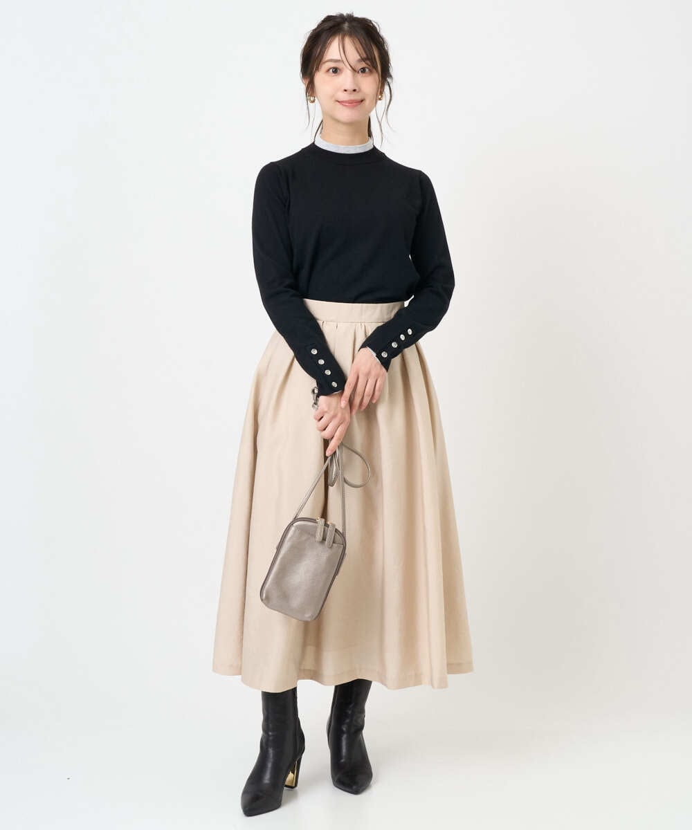 F1FBD50120 MK MICHEL KLEIN(小さいサイズ)(メゾン ドゥ サンク) 【小さいサイズ】配色レイヤードデザインニット/洗える グレー