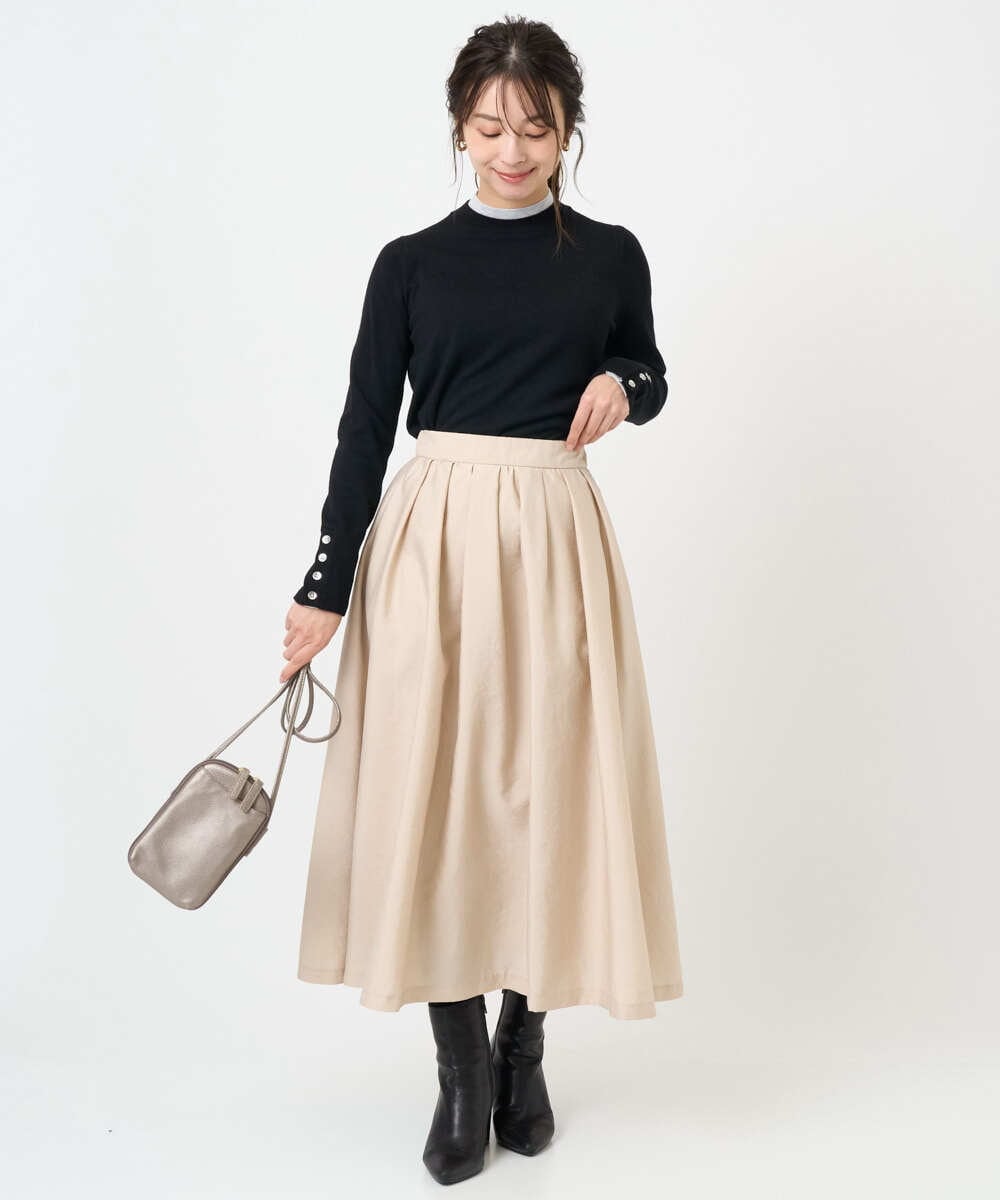 F1FBD50120 MK MICHEL KLEIN(小さいサイズ)(メゾン ドゥ サンク) 【小さいサイズ】配色レイヤードデザインニット/洗える グレー