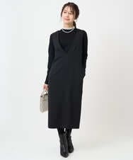 F1FBD50120 MK MICHEL KLEIN(小さいサイズ)(メゾン ドゥ サンク) 【小さいサイズ】配色レイヤードデザインニット/洗える グレー