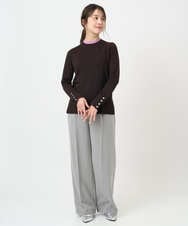 F1FBD50120 MK MICHEL KLEIN(小さいサイズ)(メゾン ドゥ サンク) 【小さいサイズ】配色レイヤードデザインニット/洗える グレー