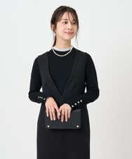 F1FBD50120 MK MICHEL KLEIN(小さいサイズ)(メゾン ドゥ サンク) 【小さいサイズ】配色レイヤードデザインニット/洗える グレー