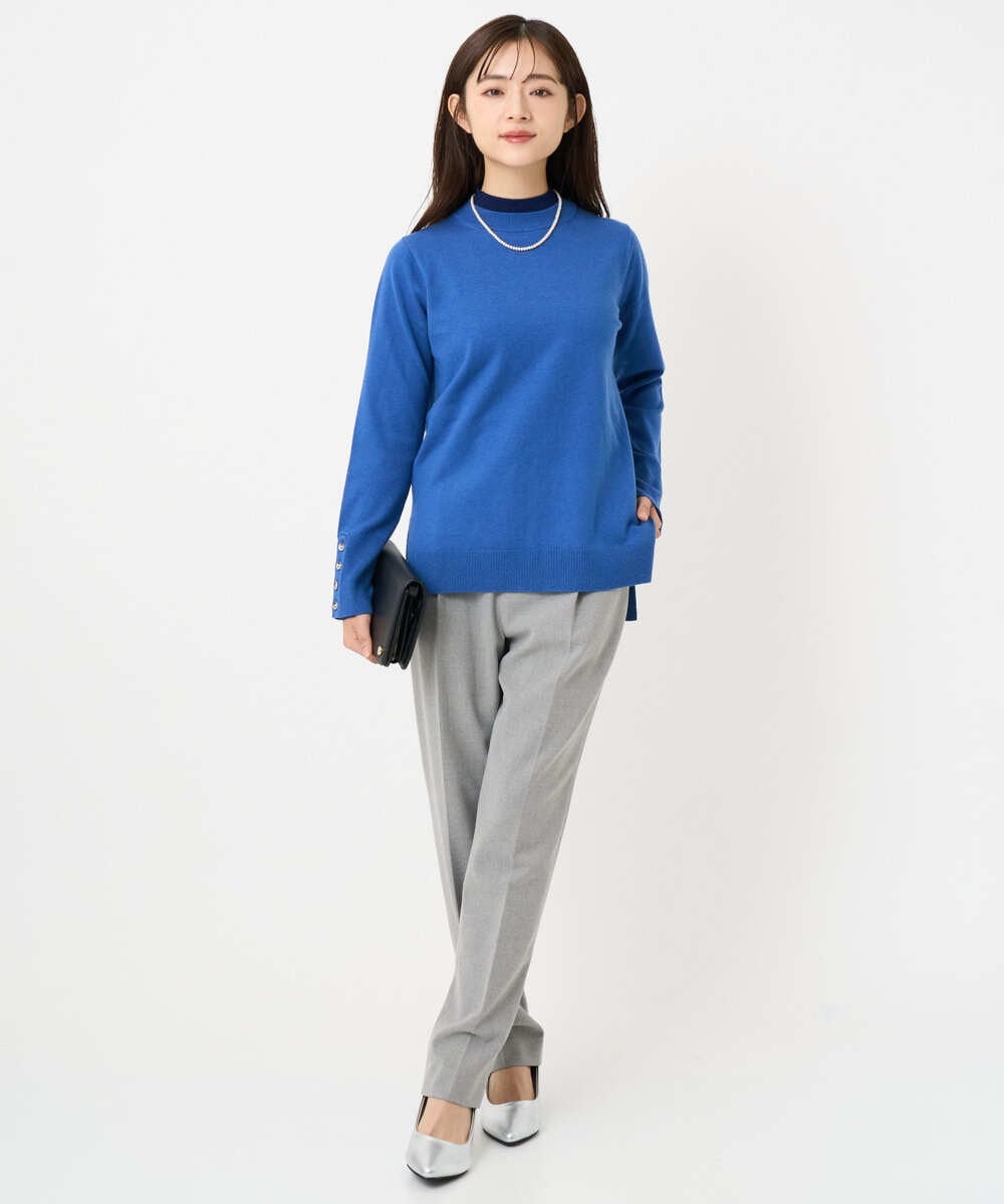 F1FBD50120 MK MICHEL KLEIN(小さいサイズ)(メゾン ドゥ サンク) 【小さいサイズ】配色レイヤードデザインニット/洗える グレー