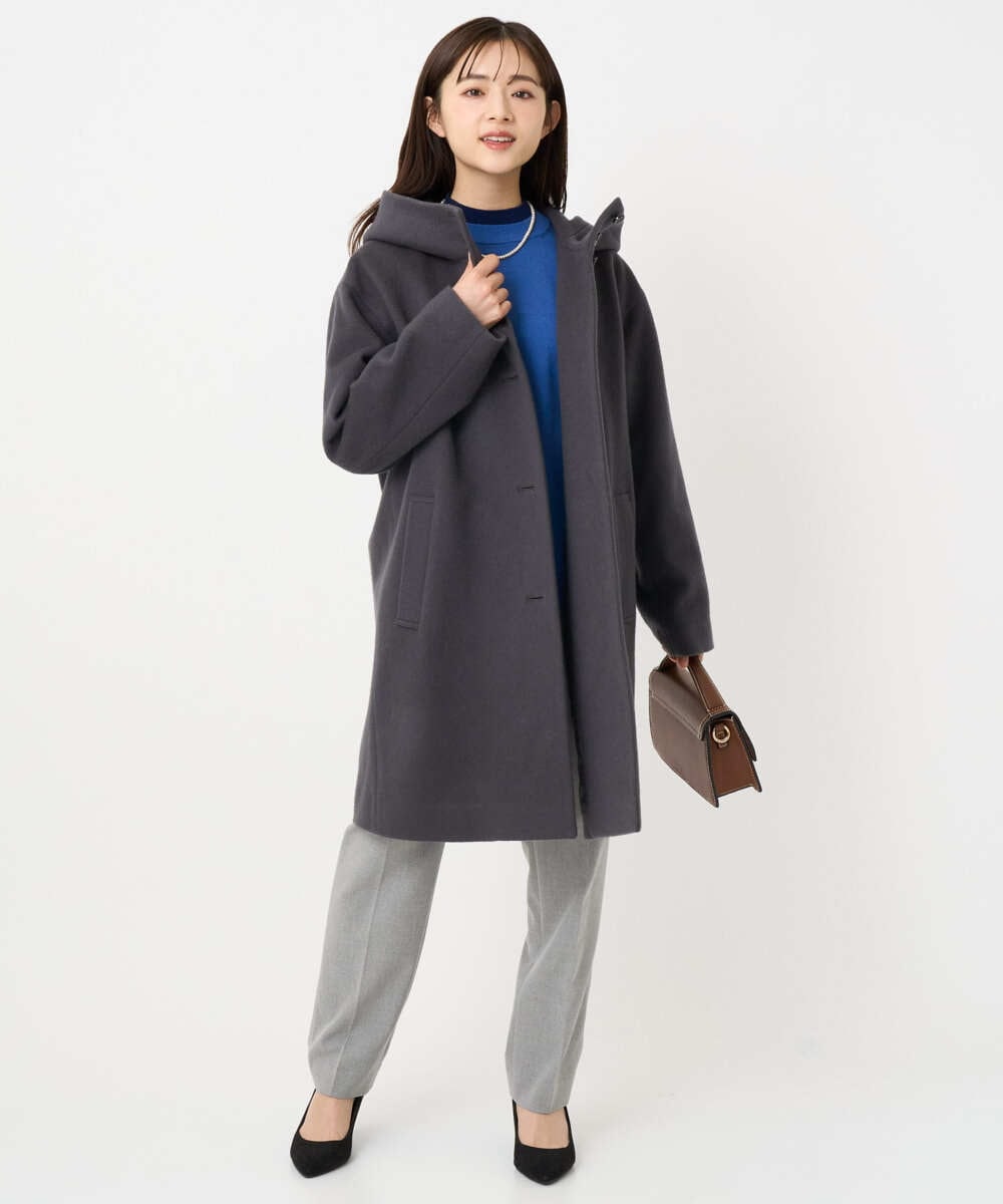 F1FBD50120 MK MICHEL KLEIN(小さいサイズ)(メゾン ドゥ サンク) 【小さいサイズ】配色レイヤードデザインニット/洗える グレー