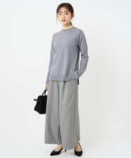 F1FBD50120 MK MICHEL KLEIN(小さいサイズ)(メゾン ドゥ サンク) 【小さいサイズ】配色レイヤードデザインニット/洗える グレー