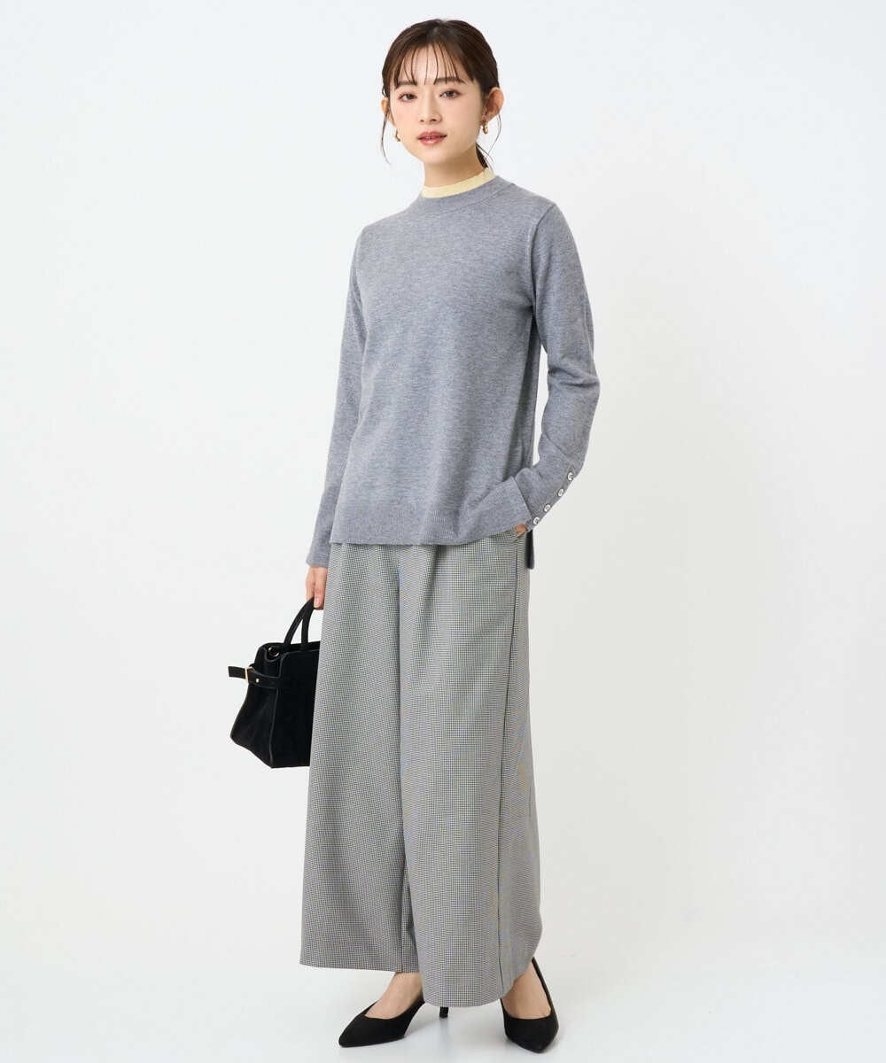 F1FBD50120 MK MICHEL KLEIN(小さいサイズ)(メゾン ドゥ サンク) 【小さいサイズ】配色レイヤードデザインニット/洗える グレー