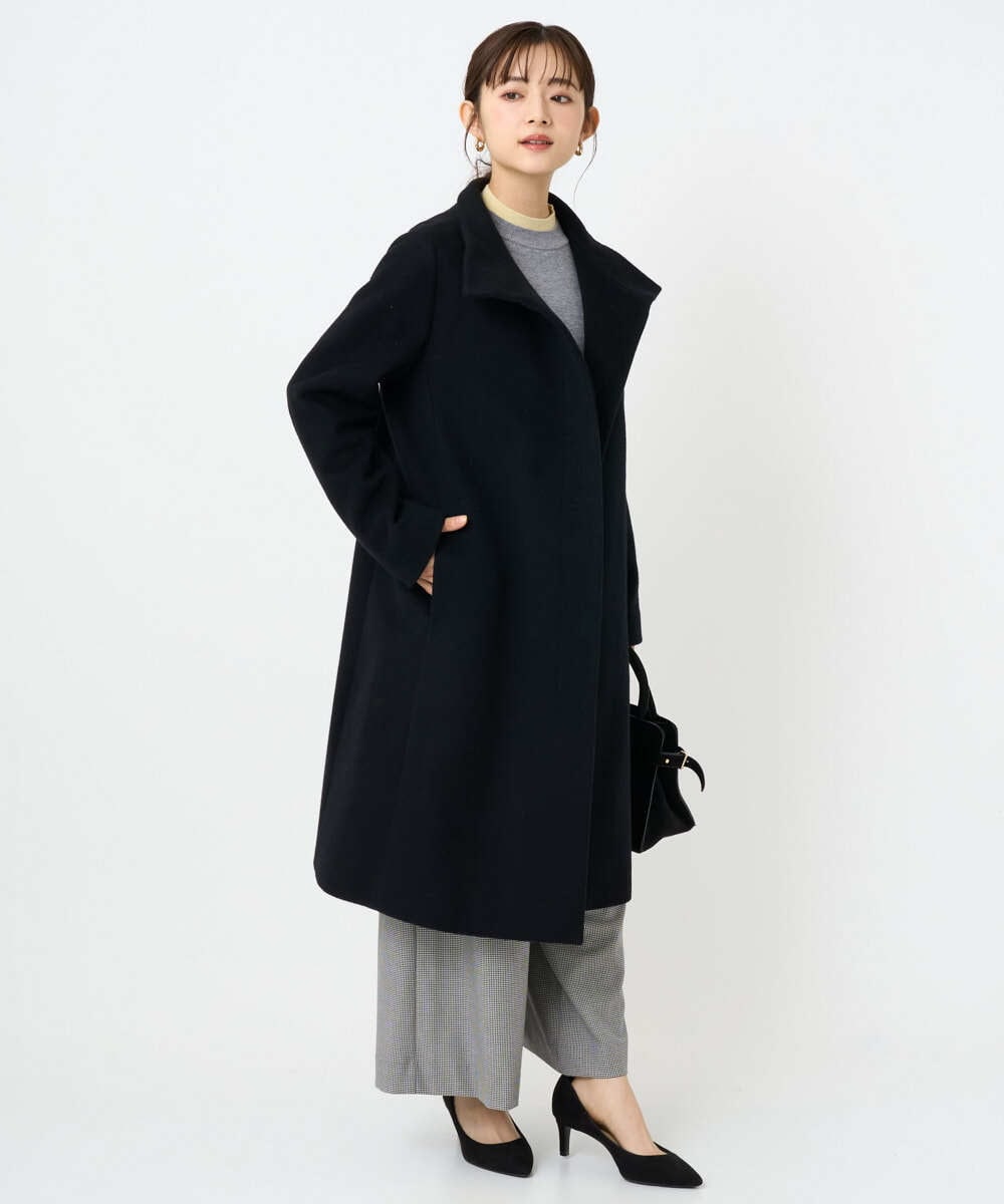 F1FBD50120 MK MICHEL KLEIN(小さいサイズ)(メゾン ドゥ サンク) 【小さいサイズ】配色レイヤードデザインニット/洗える グレー