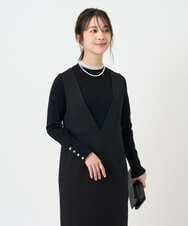 F1FBD50120 MK MICHEL KLEIN(小さいサイズ)(メゾン ドゥ サンク) 【小さいサイズ】配色レイヤードデザインニット/洗える グレー