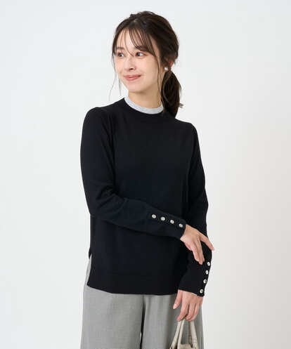 F1FBD50120 MK MICHEL KLEIN(小さいサイズ) 【小さいサイズ】配色レイヤードデザインニット/洗える