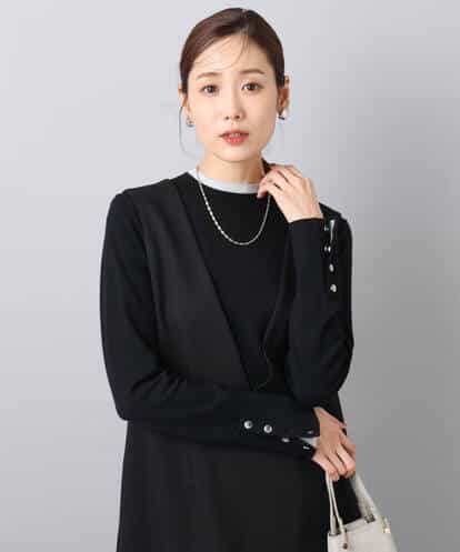 F1FBD50120 MK MICHEL KLEIN(小さいサイズ) 【小さいサイズ】配色レイヤードデザインニット/洗える