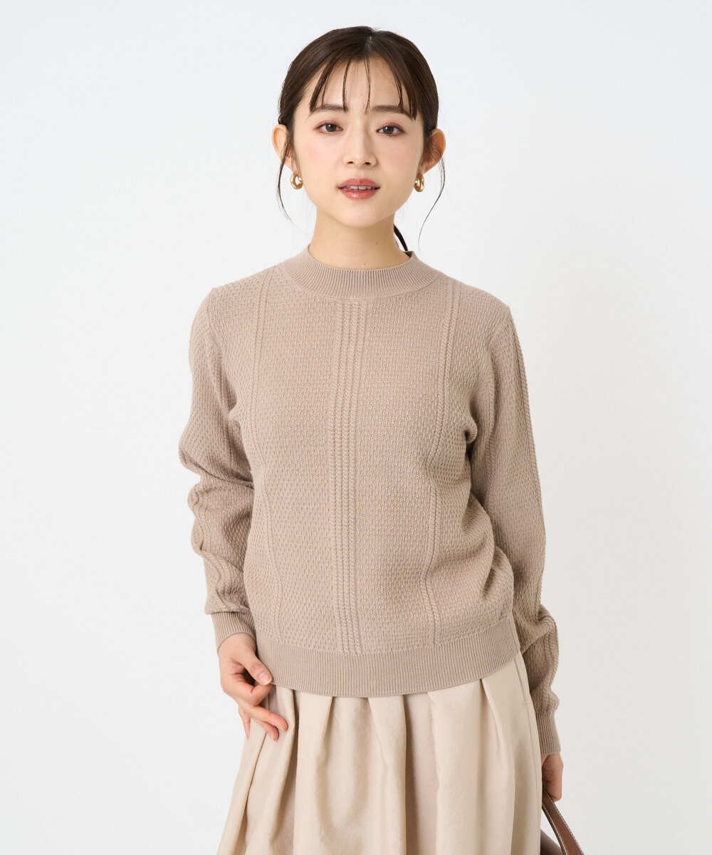 F1FBD51140 MK MICHEL KLEIN(小さいサイズ)(メゾン ドゥ サンク) 【小さいサイズ】ミニケーブル編みニット/洗える ベージュ