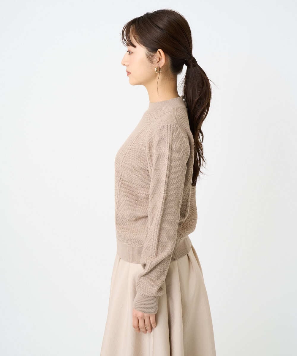 F1FBD51140 MK MICHEL KLEIN(小さいサイズ)(メゾン ドゥ サンク) 【小さいサイズ】ミニケーブル編みニット/洗える ベージュ