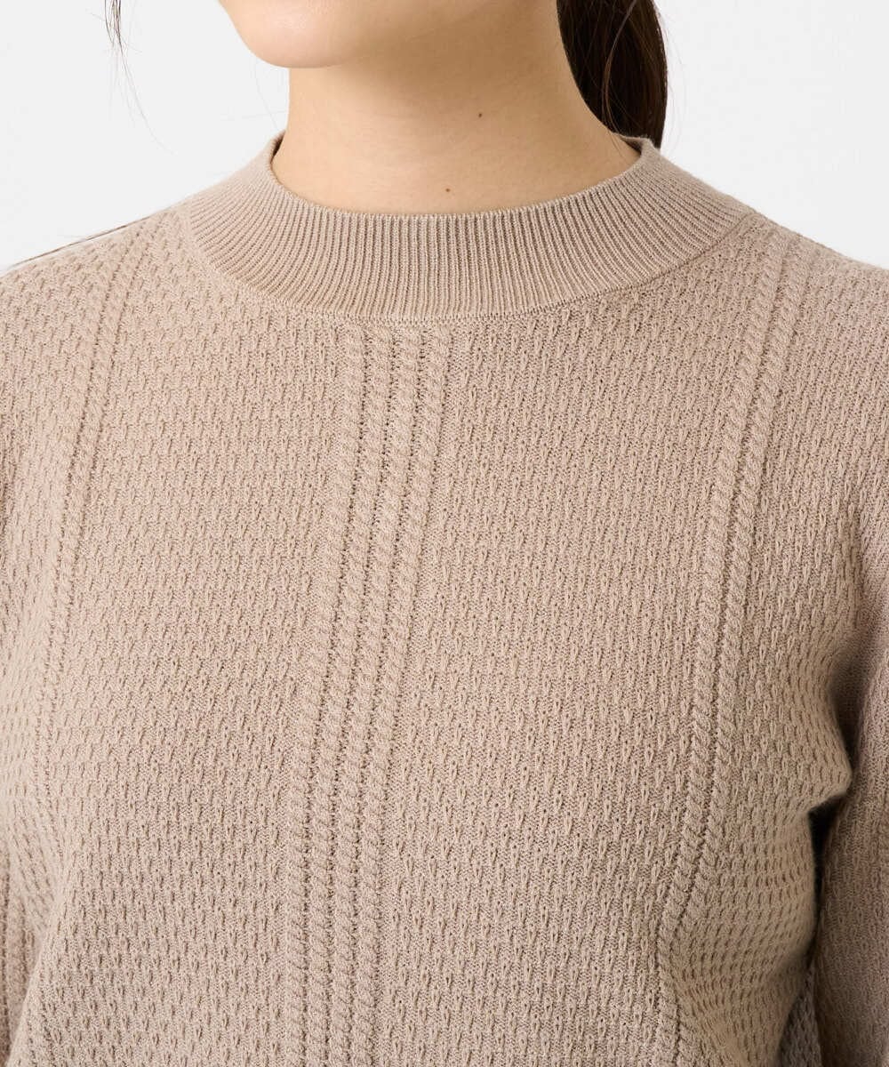 F1FBD51140 MK MICHEL KLEIN(小さいサイズ)(メゾン ドゥ サンク) 【小さいサイズ】ミニケーブル編みニット/洗える ベージュ