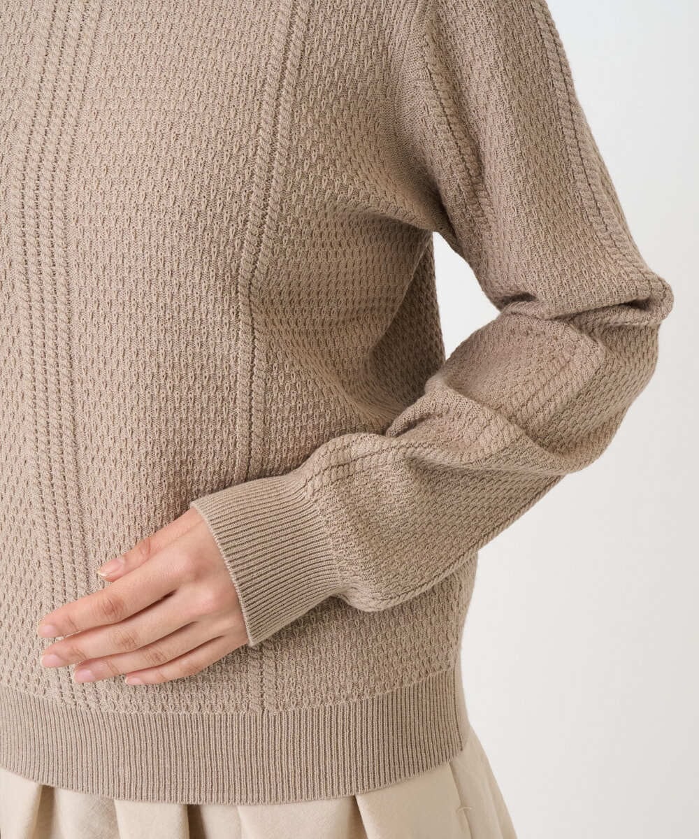 F1FBD51140 MK MICHEL KLEIN(小さいサイズ)(メゾン ドゥ サンク) 【小さいサイズ】ミニケーブル編みニット/洗える ベージュ