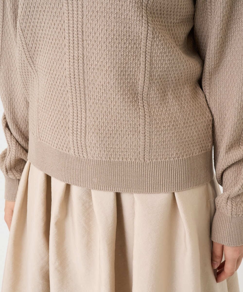 F1FBD51140 MK MICHEL KLEIN(小さいサイズ)(メゾン ドゥ サンク) 【小さいサイズ】ミニケーブル編みニット/洗える ベージュ