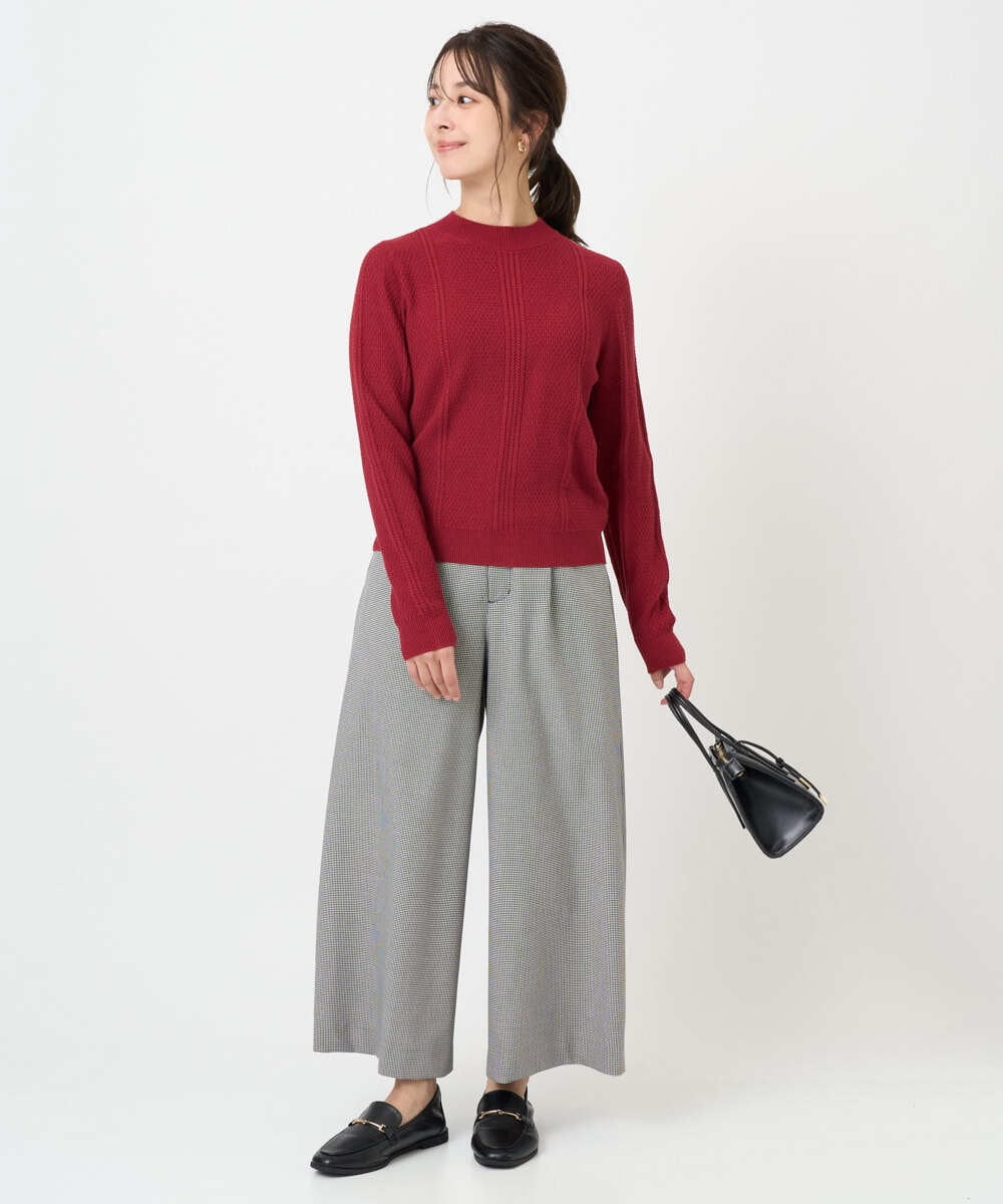 F1FBD51140 MK MICHEL KLEIN(小さいサイズ)(メゾン ドゥ サンク) 【小さいサイズ】ミニケーブル編みニット/洗える ベージュ