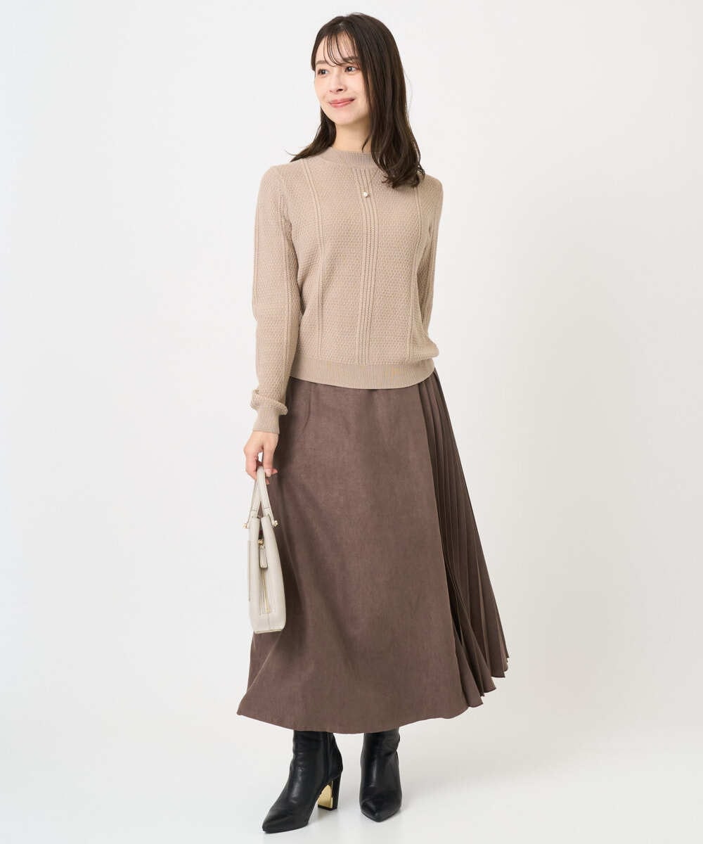 F1FBD51140 MK MICHEL KLEIN(小さいサイズ)(メゾン ドゥ サンク) 【小さいサイズ】ミニケーブル編みニット/洗える ベージュ