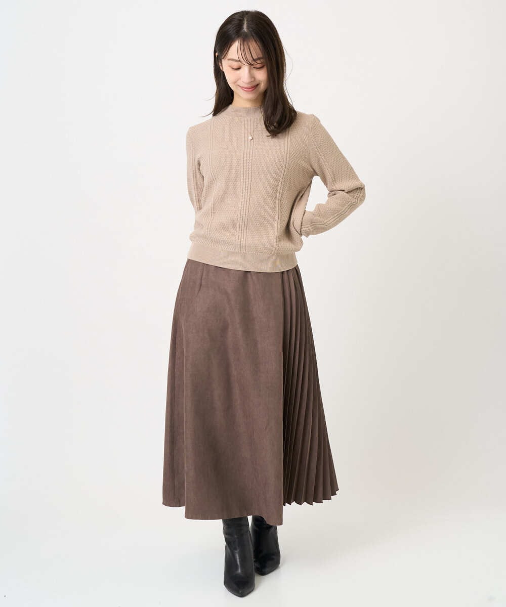 F1FBD51140 MK MICHEL KLEIN(小さいサイズ)(メゾン ドゥ サンク) 【小さいサイズ】ミニケーブル編みニット/洗える ベージュ