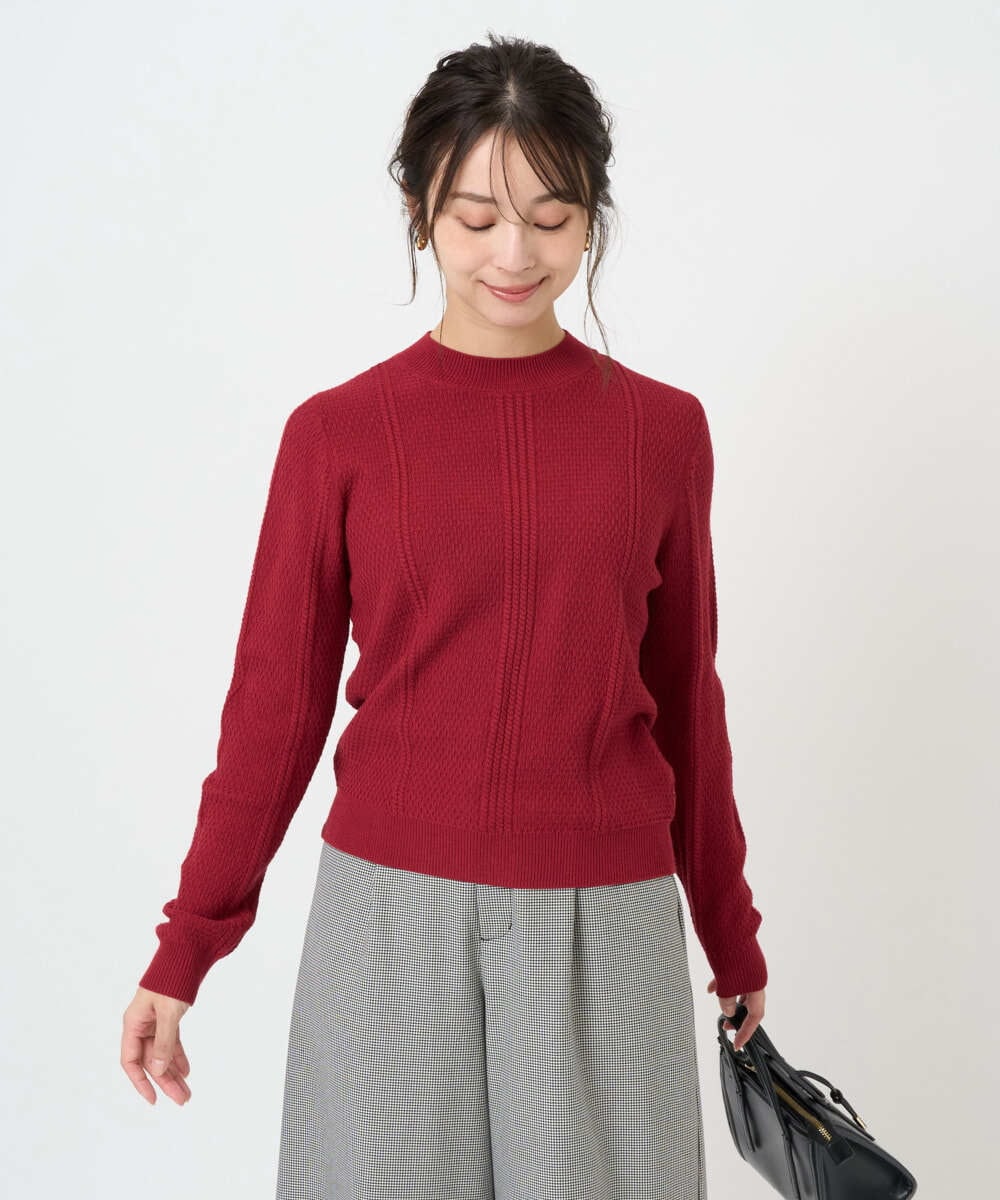 F1FBD51140 MK MICHEL KLEIN(小さいサイズ)(メゾン ドゥ サンク) 【小さいサイズ】ミニケーブル編みニット/洗える ベージュ