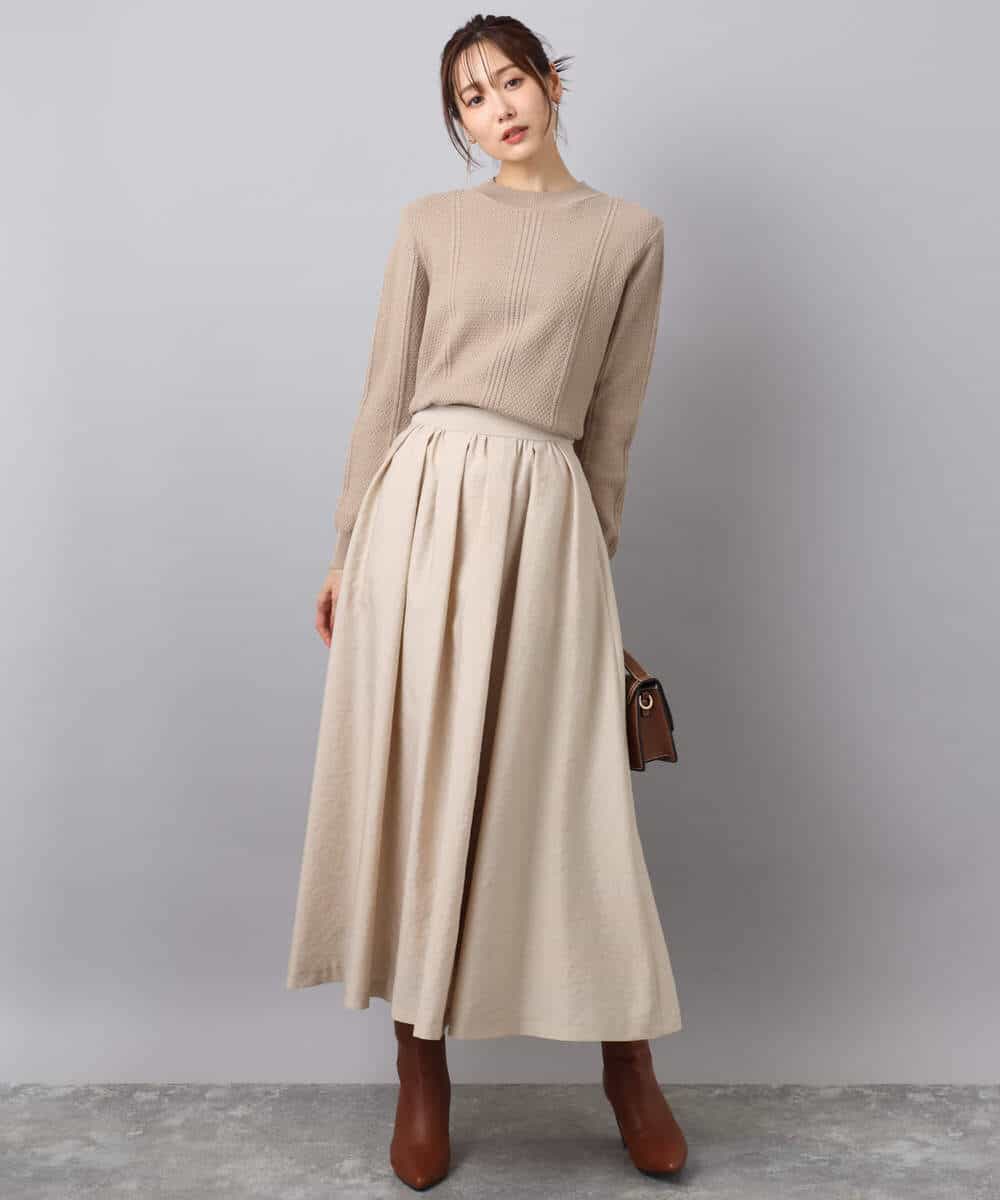 F1FBD51140 MK MICHEL KLEIN(小さいサイズ)(メゾン ドゥ サンク) 【小さいサイズ】ミニケーブル編みニット/洗える レッド