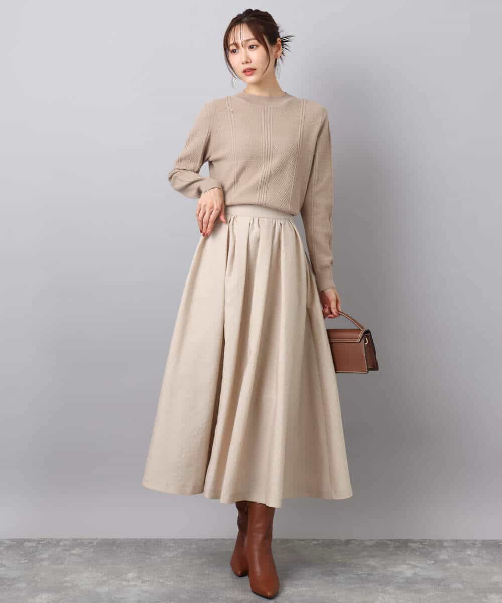 F1FBD51140 MK MICHEL KLEIN(小さいサイズ)(メゾン ドゥ サンク) 【小さいサイズ】ミニケーブル編みニット/洗える レッド