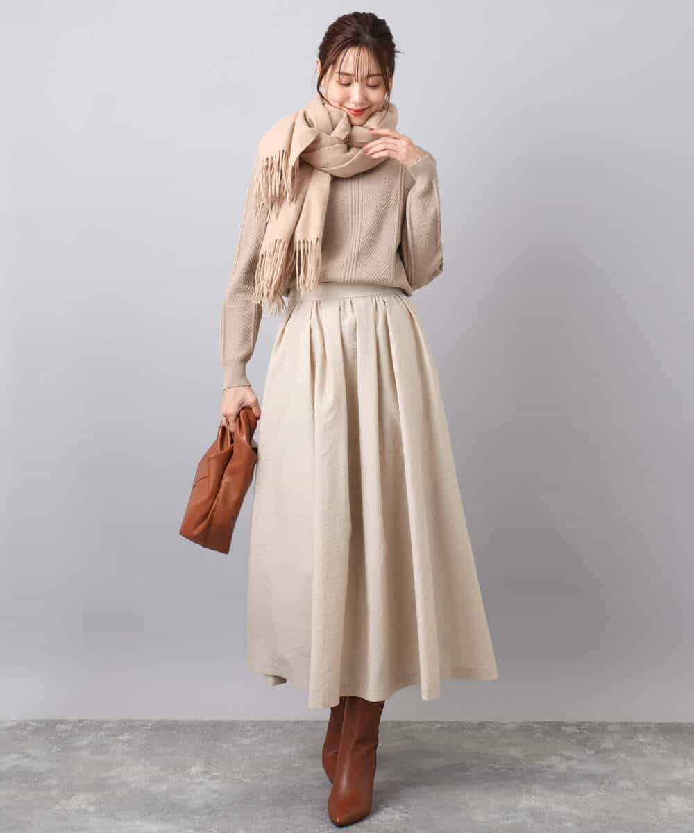 F1FBD51140 MK MICHEL KLEIN(小さいサイズ)(メゾン ドゥ サンク) 【小さいサイズ】ミニケーブル編みニット/洗える レッド