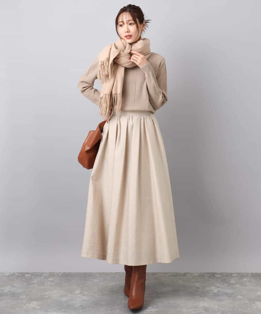 F1FBD51140 MK MICHEL KLEIN(小さいサイズ)(メゾン ドゥ サンク) 【小さいサイズ】ミニケーブル編みニット/洗える レッド