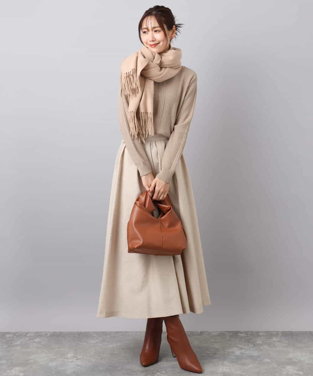 F1FBD51140 MK MICHEL KLEIN(小さいサイズ)(メゾン ドゥ サンク) 【小さいサイズ】ミニケーブル編みニット/洗える レッド