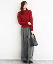 F1FBD51140 MK MICHEL KLEIN(小さいサイズ)(メゾン ドゥ サンク) 【小さいサイズ】ミニケーブル編みニット/洗える レッド