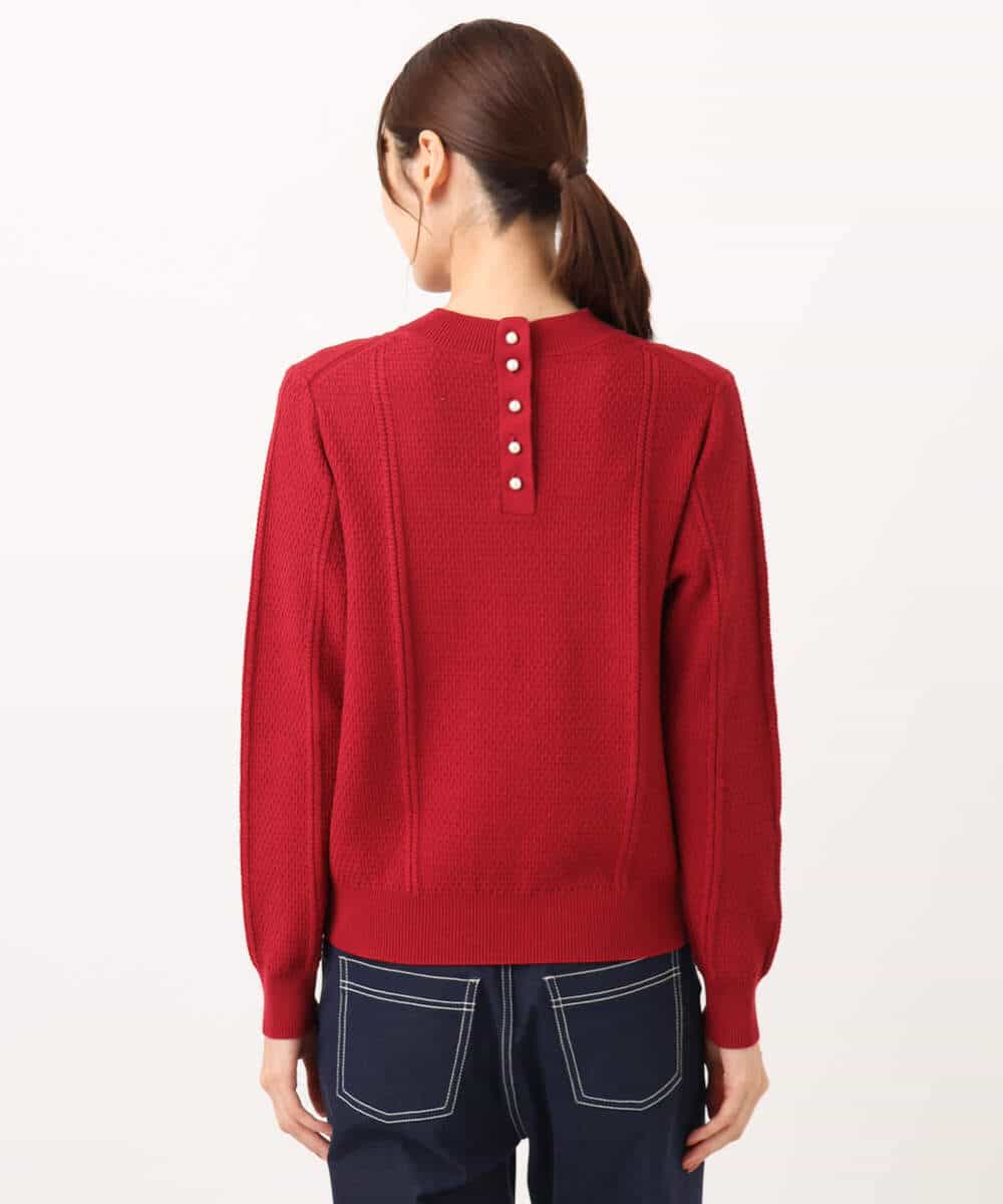 F1FBD51140 MK MICHEL KLEIN(小さいサイズ)(メゾン ドゥ サンク) 【小さいサイズ】ミニケーブル編みニット/洗える レッド