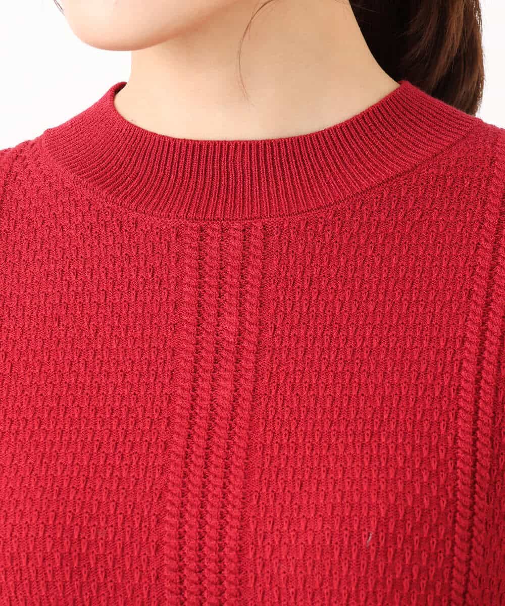 F1FBD51140 MK MICHEL KLEIN(小さいサイズ)(メゾン ドゥ サンク) 【小さいサイズ】ミニケーブル編みニット/洗える レッド