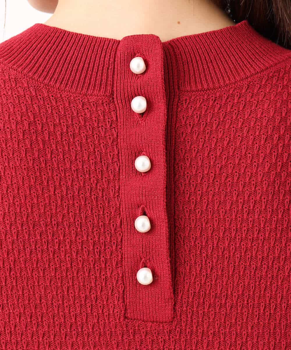 F1FBD51140 MK MICHEL KLEIN(小さいサイズ)(メゾン ドゥ サンク) 【小さいサイズ】ミニケーブル編みニット/洗える レッド